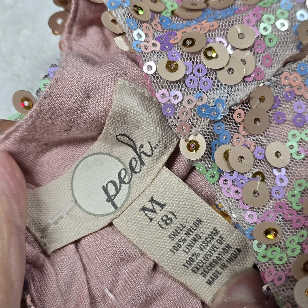 Peek Girls Sequin Dress Size M 8 Pastel Multicolor‎ Sparkly Party Holiday...